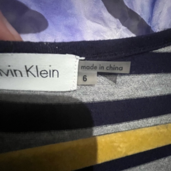 Calvin Klein Women’s Striped Flowy Maxi Dress Blue And Grey 3/4 Sleeve Size 6 - Picture 2 of 8